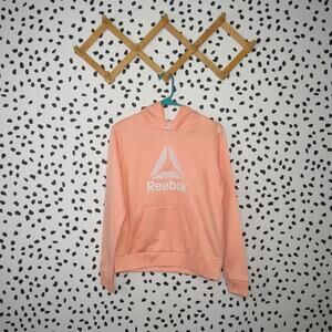 Reebok Orange Logo Athletic Hooded Girls Pullover Sweatshirt